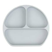 Bumkins Baby and Toddler Silicone Grip Dish, Kids Plate for Ages 6 months+ in Gray