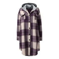 thumbnail image 6 of Trench Coat Women Sevevn Women's Casual Plaid Lapel Woolen Single-Breasted Pocketed Long Shacket Coat, 6 of 7