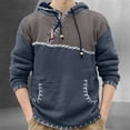 thumbnail image 2 of UVEASISHA Knit Sweater Hoodies for Men Vintage Colorblock Patches Pullover Sweaters Zip Up Drawstring Hooded Jumper Tops 2025 Fall Fashion Knitted Sweatshirt Todays Sales Today Gray 3XL, 2 of 8