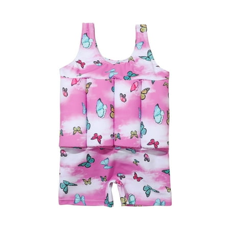 

Odeerbi Girls Flotation Swimsuit Toddler Baby Boys Buoyancy Swimsuit Print Sleeveless One-piece Swimsuit Pink