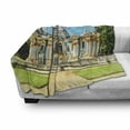 thumbnail image 2 of Russian Soft Flannel Fleece Throw Blanket, Hermitage Catherine Park Tsarskoye Selo St. Petersburg Drawing, Cozy Plush for Indoor and Outdoor Use, 50" x 60", Sky Blue Yellow Green, by Ambesonne, 2 of 5