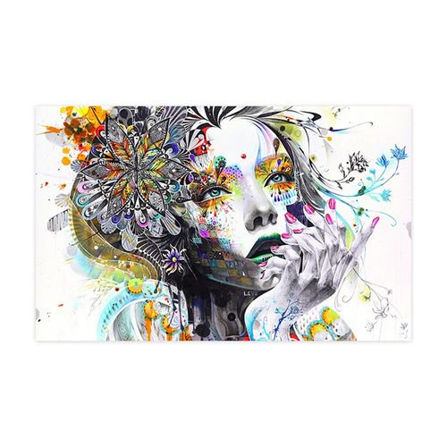 Shiyao Modern Canvas Prints Colorful Mosaic Painting Anime Women Art Girl Face With Flowers Wall Art Pictures For Living Room No Frame Walmart Com Walmart Com,Hand Drawn Frames And Borders