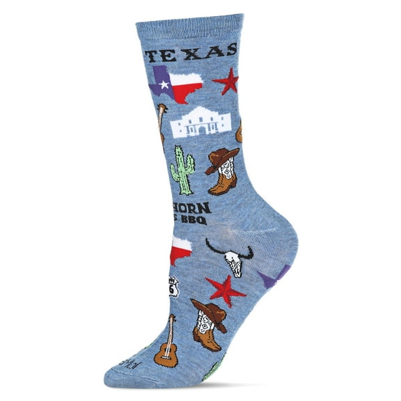 MeMoi Women's Texas Bamboo Blend Crew Socks - Womens - Female, 9-11, Denim Heather