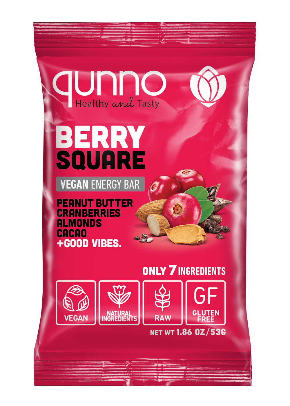 Qunno Berry Square (Pack of 12) Vegan Bars / Protein Bars / Energy Bars