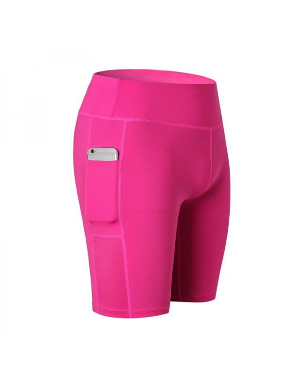 Womens Compression Sport Shorts Leggings Pocket Running Gym Fitness Tight Pants 