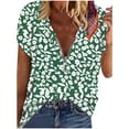 thumbnail image 1 of Leutsin Blouse T-shirt Décontractée pour Femmes Grande Taille à Manches Courtes, Col en V, Imprimée, 1 of 6