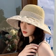 thumbnail image 5 of UTSJKR Womens Wide Brim Bucket Hat with Lace Ribbon Floral Embroidery for Summer Seaside Getaway for Country Fair Outdoor Brunch Soft Foldable UV Shield Travel Headwear Beige, 5 of 6