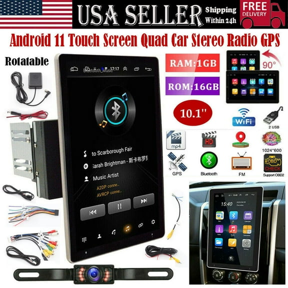 Double DIN Car Stereo Radio,Wifi 32GB Car Radio Android 13 Car GPS Navigation 10-inch Touchscreen with Carplay and Android Auto Functions