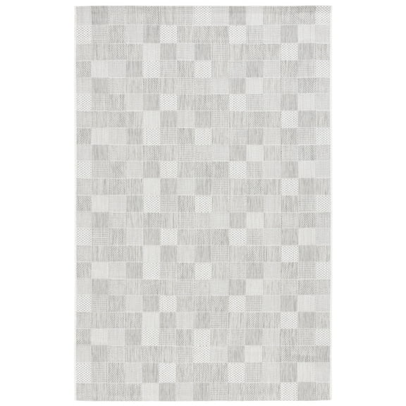 SAFAVIEH Courtyard Raeyln Checkered Indoor/Outdoor Area Rug, Grey/Dark Grey, 8' x 10'