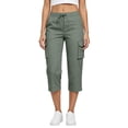 thumbnail image 2 of HKYNLAG Womens Capris with Pockets Petite Pull On Casual Cargo Pants Dressy Lightweight Ladies Baggy Cropped Pants for Hiking Army Green L, 2 of 5
