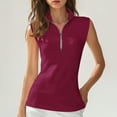 thumbnail image 2 of ZQGJB Mesh Tank Tops for Women Summer Sleeveless Half Zip up V Neck Slim Fit Workout Plain Tees Shirt Trendy Stand Collar Sportswear Top Wine XXL, 2 of 7