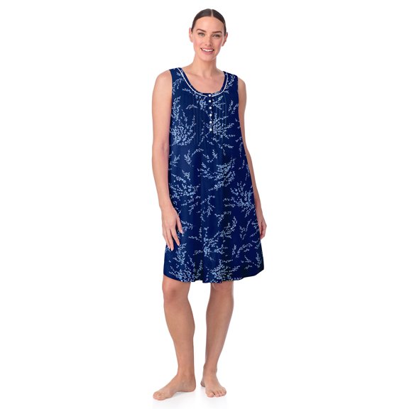 Aria Women’s Knit Scoop Neck Henley 36” Chemise, Sizes XS-5X