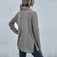 thumbnail image 4 of IROINID Women's Cowl Neck Pullover Sweater Solid Color Comfy Mid-Length Long Sleeve Split Knit Sweater, 4 of 9
