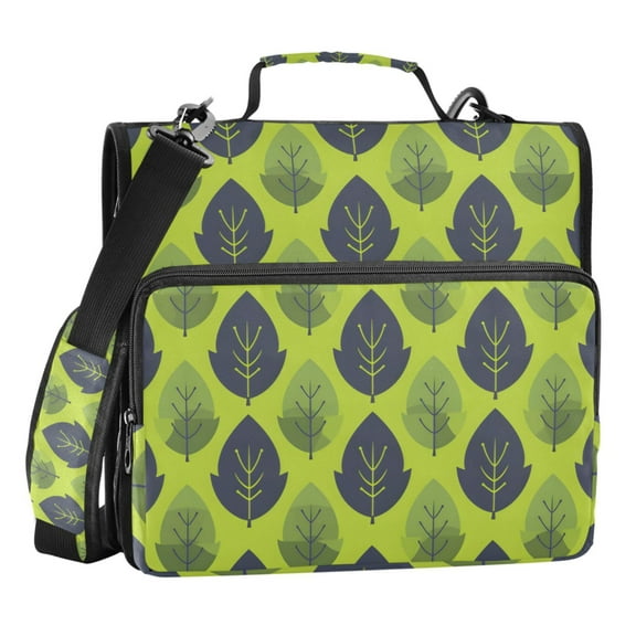 ALAZA Zipper Binder Green Leaves Pattern 3 Ring Trapper Keeper File Folder Organizer Bag