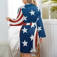 thumbnail image 6 of American Flag Blue Red White Night Robe Long Sleeve V Neck Robe With Belt Women's Sleepwear Dresses, 6 of 9