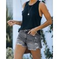 thumbnail image 5 of ONLYSHE Blue Women Distressed Denim Shorts Junior Shorts High Waist Zipper L, 5 of 6