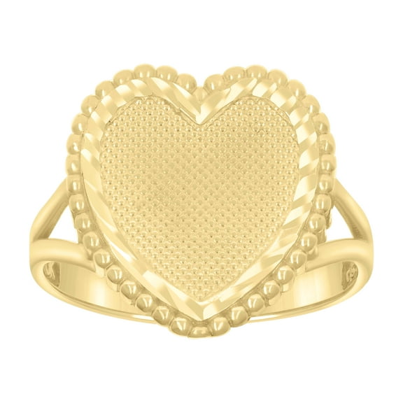 10kt Real Yellow Gold Womens Diamond-Cut Heart Ring