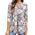 thumbnail image 1 of Puntoco verano mujer media manga estampado botón tops blusa cuello en V camisa pulóver Puntoco Puntoco-543, 1 of 8