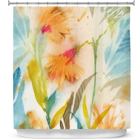 Shower Curtains 70" x 73" from DiaNoche Designs by Sheila Golden - Tropical Orange Flowers
