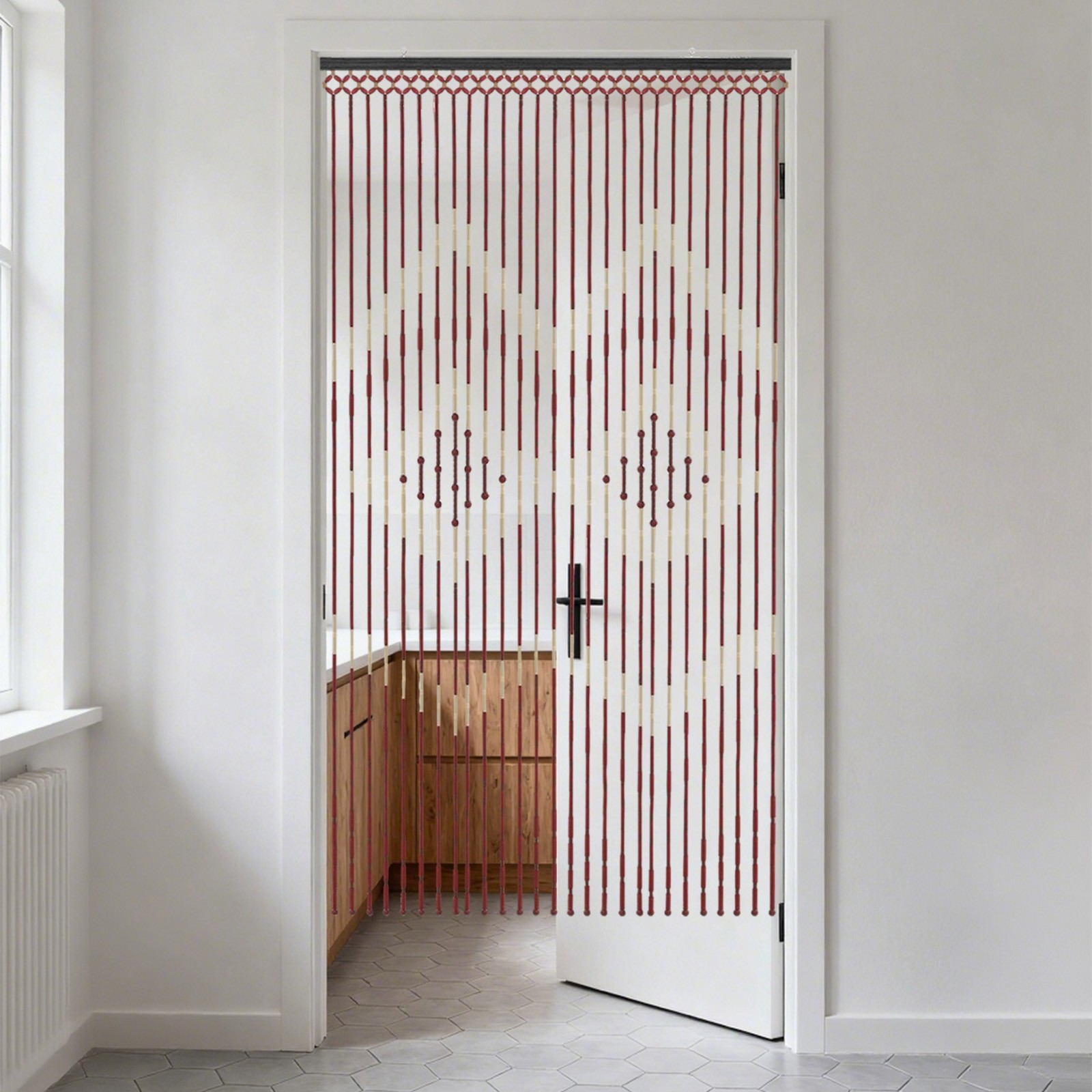 Natural Wood Bamboo Beaded Curtain for Doorway Room Divider 27 Strands for Iiving Rooms,Study Rooms