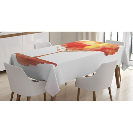 

Watercolor Tablecloth Tree of Life Interpretation Gradient Mystic Look Vignette Edges Rectangular Table Cover for Dining Room Kitchen 60 X 84 Vermilion Mustard and Peach by Ambesonne