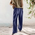 thumbnail image 2 of Womens Silk High Waist Casual Pants Flowy Wide Leg Trousers with Tapered Fit Comfortable Loungewear Full Length Dark Blue M, 2 of 4