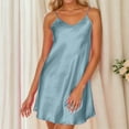 thumbnail image 2 of Ujnder Women's Nightgown Sleeveless Silk Lightweight Sleepshirt Solid Color Light Blue XXL, 2 of 4