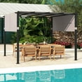 thumbnail image 5 of YYAo 10 x 10 ft Flat Top Pergola with Retractable Canopy for Garden Pool Porch and Backyard-Gray, 5 of 10
