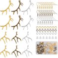 thumbnail image 1 of Kit para hacer aretes con dijes de cuerno de ciervo de 176 piezas, incluye colgantes grandes de aleación y ganchos de hierro para aretes, joyería y manualidades., 1 of 7