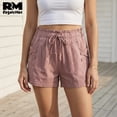 thumbnail image 3 of Short Casual de Mujer Con Cordón Ajustable y Bolsillos rosa Extra Grande, 3 of 5