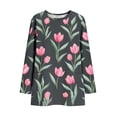 thumbnail image 6 of HOMBOM Womens Summer Shirts Blouse Crew Neck Floral Lightweight Tops for Ladies Long Sleeve, 6 of 7