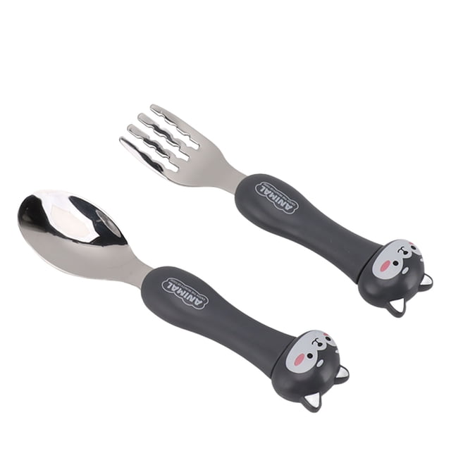 Portable Baby Cutlery Set,Cartoon Stainless Steel Utensils Fork Spoons with Storage Box Toddler Flatware Kid Tableware Set for Home Outdoor Travel Picnic
