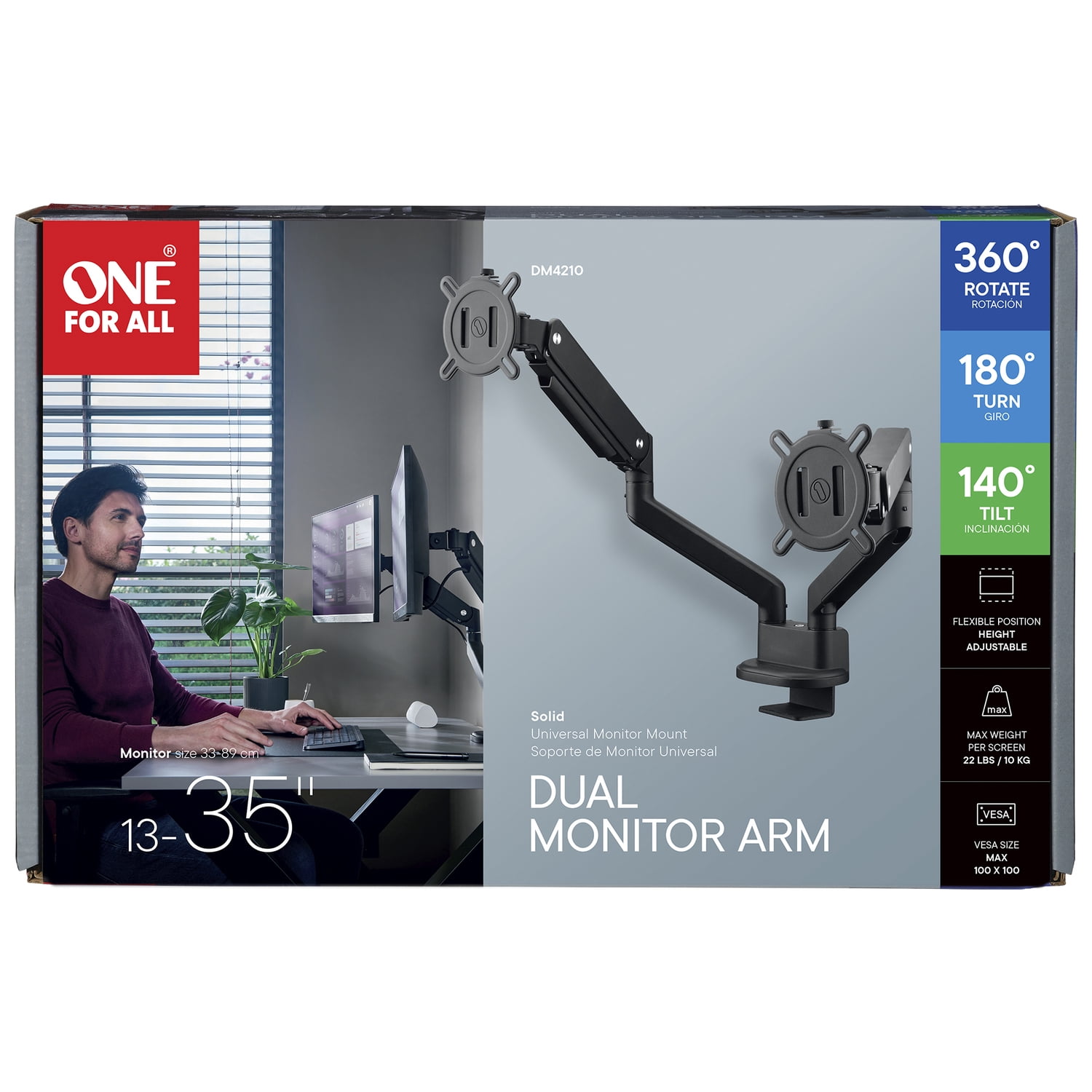 One For All 13" to 35" Dual Monitor Mount, DM4210