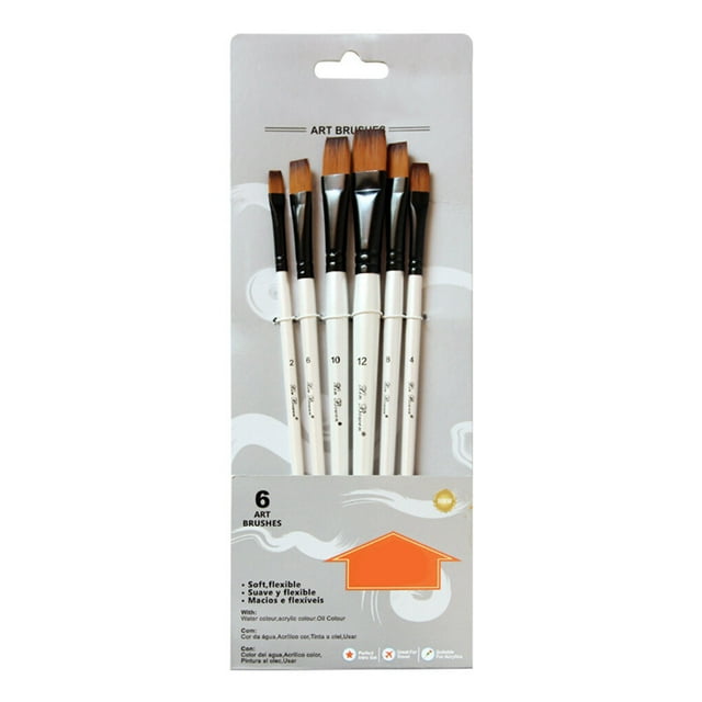 Injueey 6 unids/set de pinceles para acuarela, Kit de diferentes formas, pelo de nailon, mango de madera, pincel para pintar, suministros de Type3 NO3