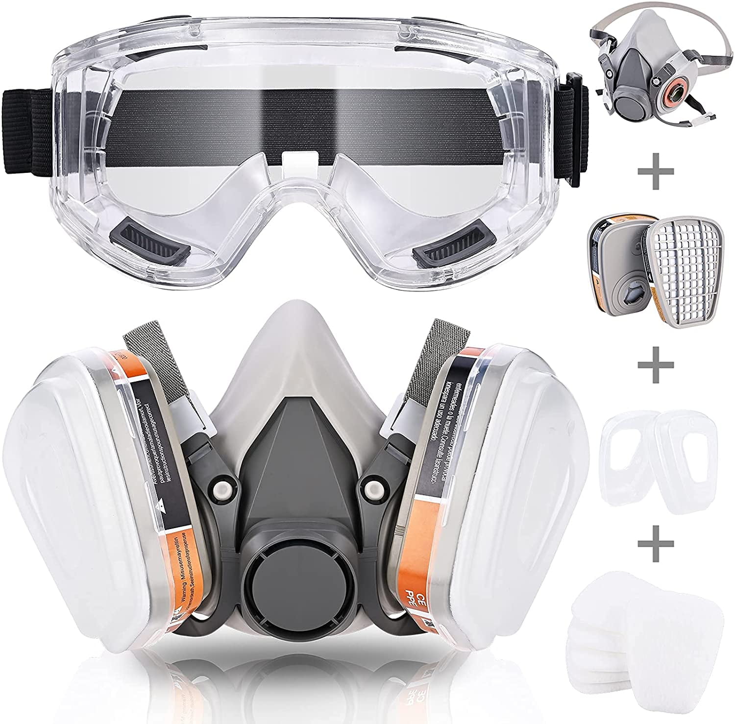 TianluHalf Mask Respirator, Protective Double Layer Face Mask, Goggles
