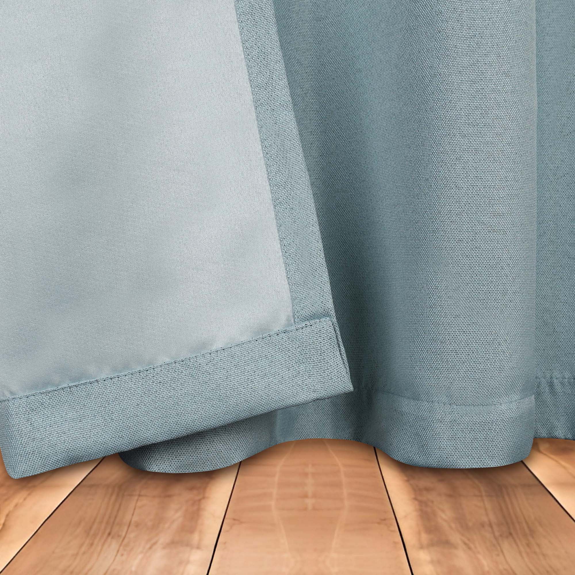 Superior Linen Blackout Curtains Set of 2, Grommet Header Curtain Panel Pair, Teal, 42"W x 96"L