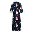 thumbnail image 4 of Christmas Dresses for Women Ladies Fashion Christmas Print Lapel Button-Down Seven-Quarter Cuff Strap-Up Dress for Christmas Party,Navy,L, 4 of 5