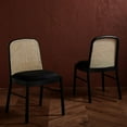 thumbnail image 2 of SAFAVIEH Couture Annmarie Contemporary Linen Solid Dining Chair, Black/Natural (Set of 2), 2 of 9