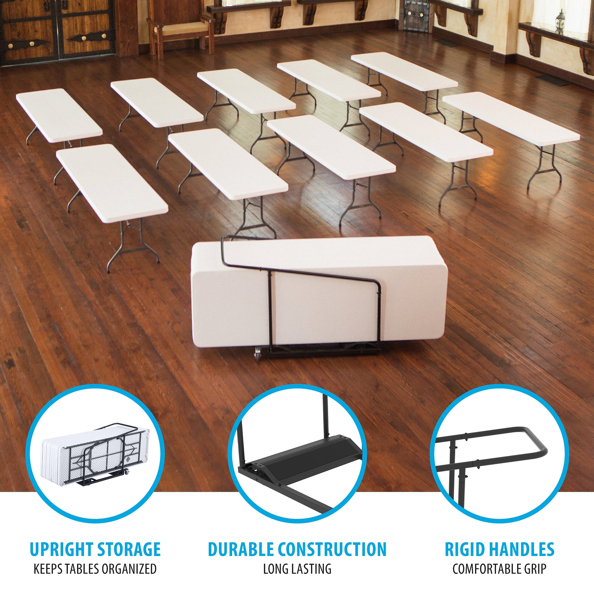Lifetime 8 ft. Folding Tables, White, Set of 22 with Cart Lifetime 8 ft. Folding Tables, White, Set of 22 with Cart