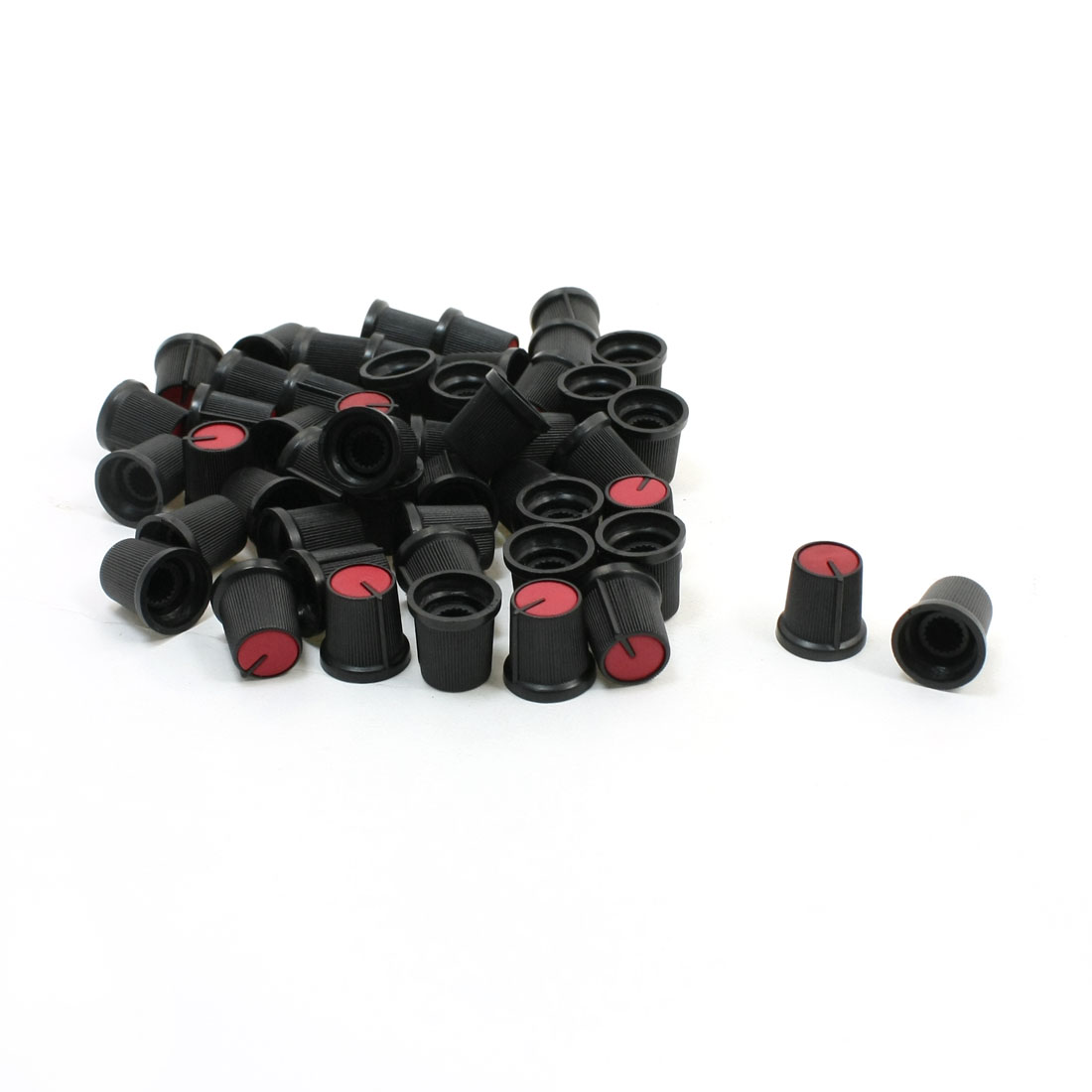 Unique Bargains 50pcs Red Black Plastic Nonslip 6mm 15/64" Shaft Potentiometer Knobs