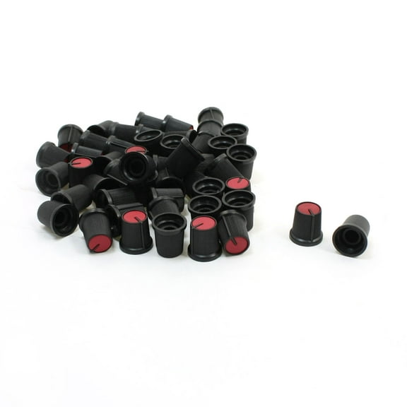 Unique Bargains 50pcs Red Black Plastic Nonslip 6mm 15/64" Shaft Potentiometer Knobs