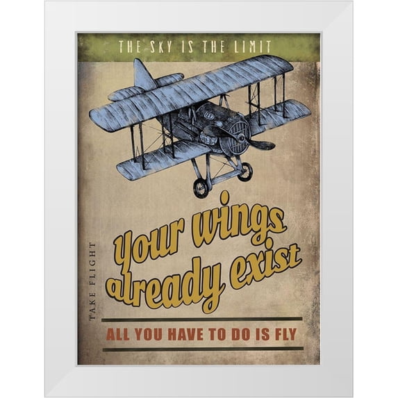 JMB Designs 11x14 White Modern Wood Framed Museum Art Print Titled - Spread Wings