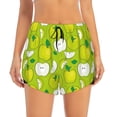 thumbnail image 2 of Logiee Green Apple Print Women 2 in 1 Running Shorts,High Waisted Athletic Shorts,Gym Workout Shorts with Liner Pockets-X-Large, 2 of 7
