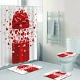 thumbnail image 1 of 4-piece Valentine\'s Day Shower Curtain Set with Carpet, Non-slip Carpet, Toilet Cover, Bath Mat, 3D Romantic Red Rose Shower Curtain with 12 Bathroom Hooks, 1 of 7