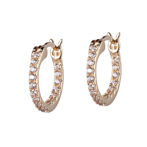 1K Yellow Gold Cubic Zirconia Inside-Out Hoop Earrings, 0.54"