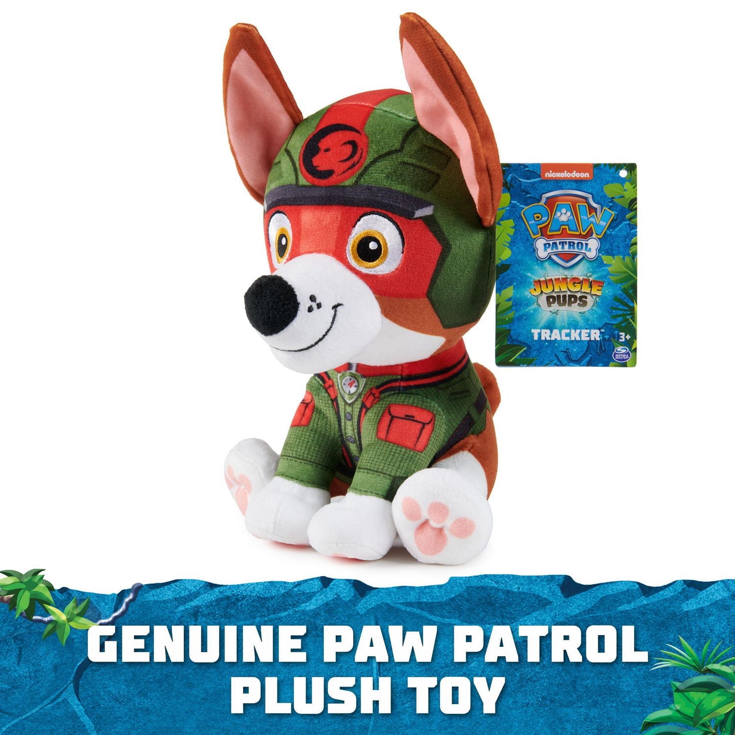 PAW Patrol Jungle Pups, Tracker 8-Inch Plush, Stuffed Animal Kids Toys for Boys & Girls Ages 3 and Up