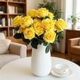 thumbnail image 6 of Artificial Flowers,6 Heads Artificial Rose Bouquet 35cm Rose Plastic Arrangement For Dining Table Home Wedding Centerpiece Decor Multi Colors Available, 6 of 6