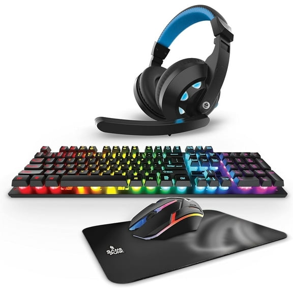 GAMEPUNK 4-Piece Pro Gaming PC Accessories Bundle with Mouse, Mousepad, Keyboard, and Headset