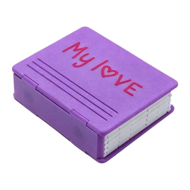 JWCJ Mini Photo Book for 2x3 Inch Prints, "My Love" Slide-Out Picture Holder, Heart Design Memory Keeper for Anniversary Gift, Purple