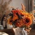 thumbnail image 5 of Autumn Fake Flower Bouquet, Fall Foliage Stems, Artificial Flowers for Decoration, Autumn Decorations for Home, 16 Inch Thanksgiving Orange Artificial Sunflower Floral Bunch with, 5 of 7